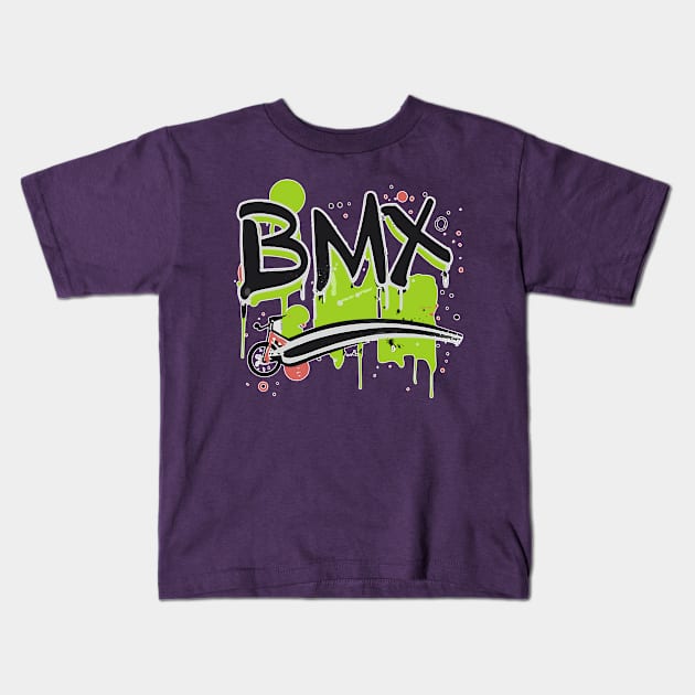 BMX Bike Grunge for Men Women Kids and BMX Riders Kids T-Shirt by Vermilion Seas